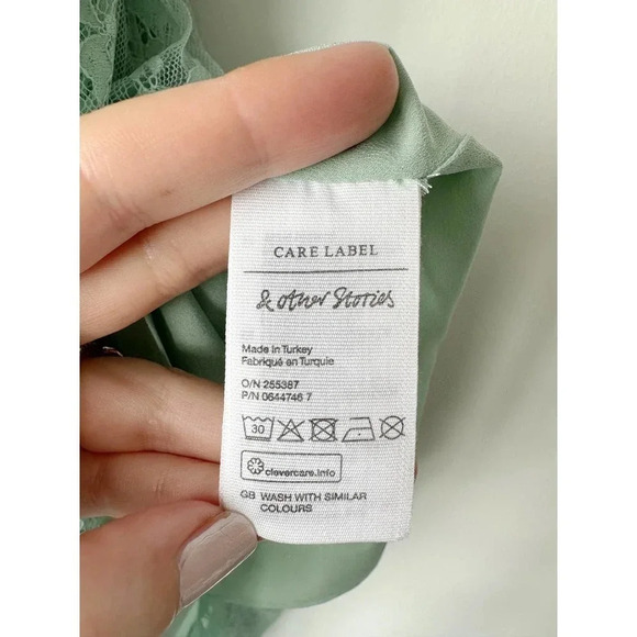 & Other Stories NWT Lace Midi Dress - Mint Green - Size 8 - Picture 5 of 14